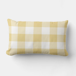 Almofada Lombar Padrão Gingham Amarelo Verificado