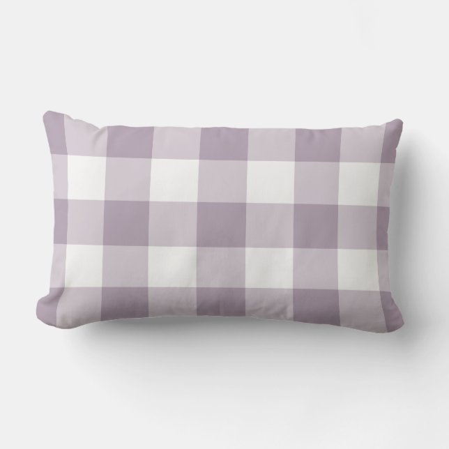 Almofada Lombar Padrão Gingham Roxo Verificado (Frente)