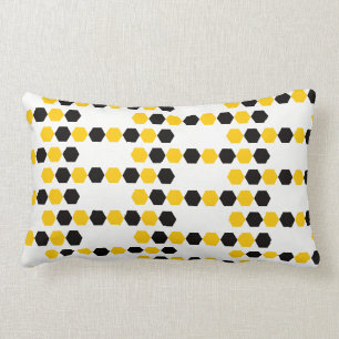 Almofada Lombar Padrão Hexagrama Geométrico Amarelo Preto Bumble