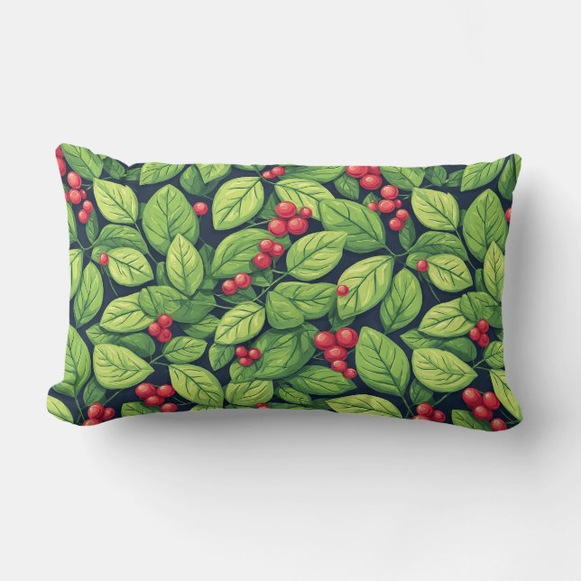 Almofada Lombar Padrão Inspirado Na Natureza Com Folhas Verdes Vib (Frente)