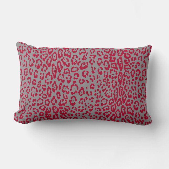 Almofada Lombar Padrão leopardo em vermelho e cinza (Frente)