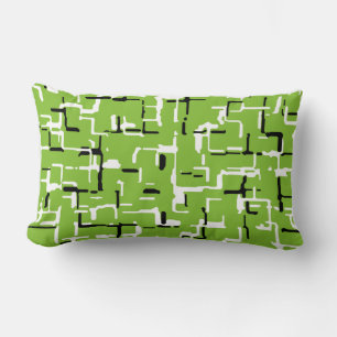 Almofada Lombar Padrão Moderno Branco Verde Preto