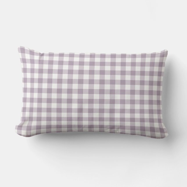 Almofada Lombar Padrão Pastel Purple Gingham Verificado (Frente)