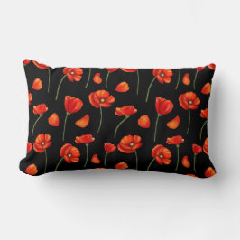 Almofada Lombar padrão preto de papoila