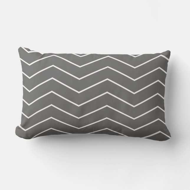 Almofada Lombar Padrão Preto de Zigzag Branco (Frente)