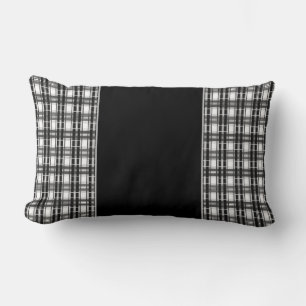 Almofada Lombar Padrão preto e branco Geometria do Tartan verifica