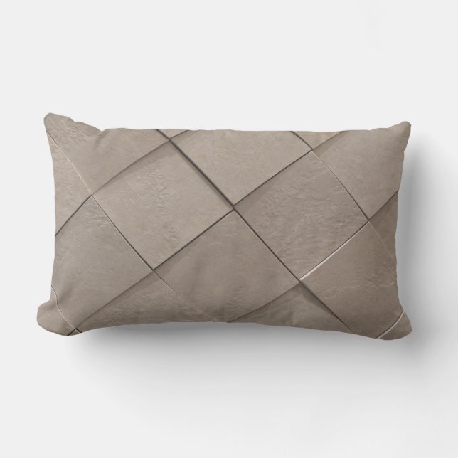 Almofada Lombar Padrão quadrado de azulejo bege de marfim (Frente)