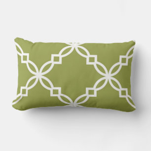 Almofada Lombar Padrão Quatrefoil Grande Fantasia Verde Abacate Br