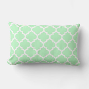 Almofada Lombar Padrão Quatrefoil Marroquino Branco Menta #5