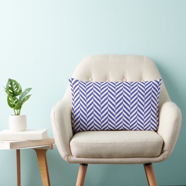 Almofada Lombar Padrão Real Azul Herringbone (Cadeira)