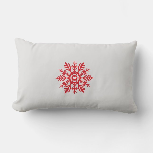 Almofada Lombar Padrão Red Snowflake Motif Winter (Frente)