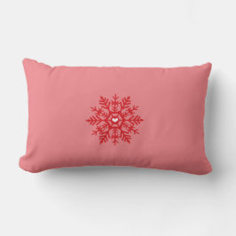 Almofada Lombar Padrão Red Snowflake Motif Winter