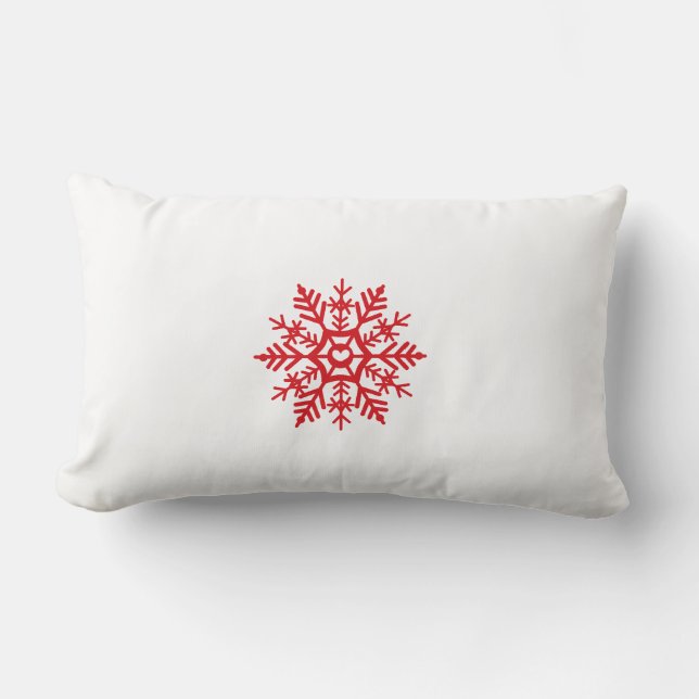 Almofada Lombar Padrão Red Snowflake Motif Winter (Frente)
