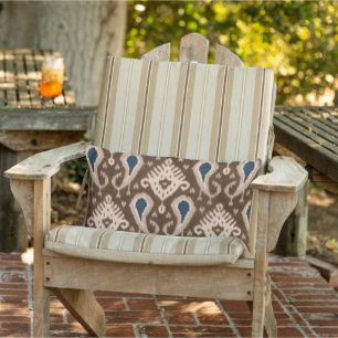 Almofada Lombar Padrão Tribal de Ikat Azul Marinho Castanho Escuro