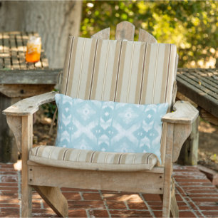 Almofada Lombar Padrão Tribal de Ikat Verde Azul Pastel Summer