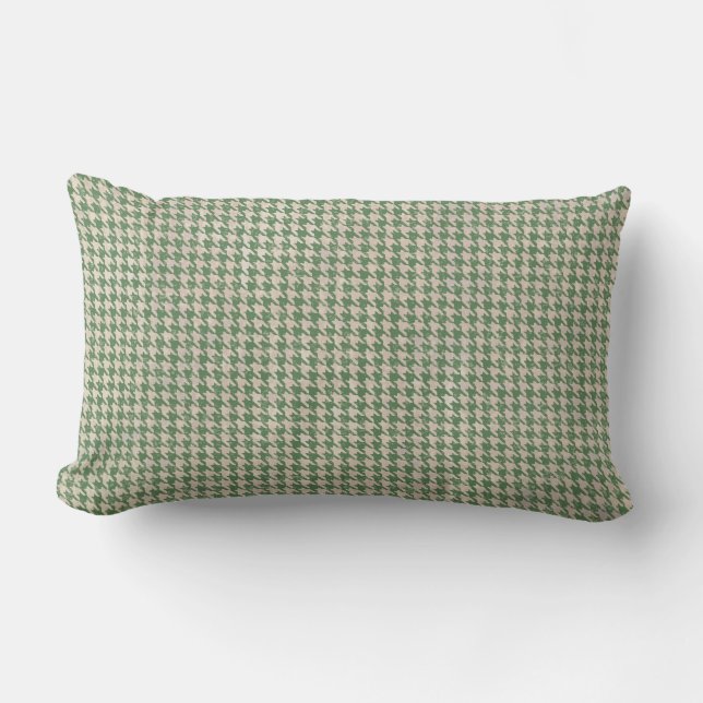 Almofada Lombar Padrão Verde da Houndstooth (Frente)