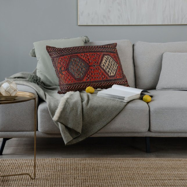 Almofada Lombar Padrão vermelho-corredor oriental no2 (Criador carregado)