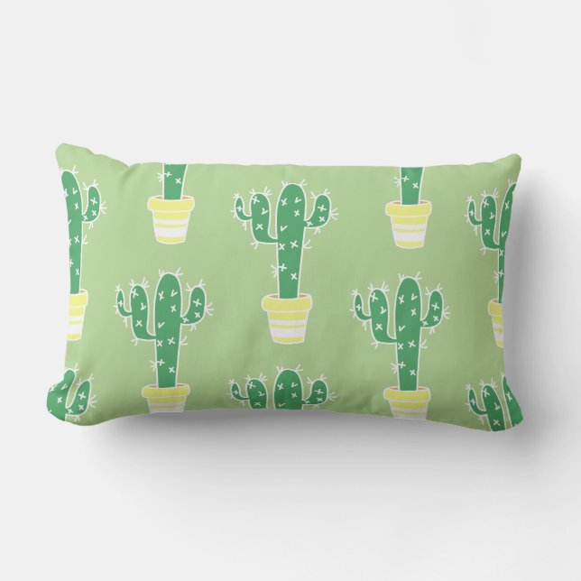 Almofada Lombar Padrões de Cactus Cute Potted (Frente)