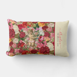 Almofada Lombar Padrões de Cherub e Rosas de Rosa mais doce