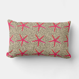 Almofada Lombar Padrões de Starfish rosa Dourado Ouro Glitter Girl