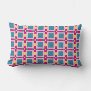 Almofada Lombar Padrões e pontos de padrão abstrato azul e rosa