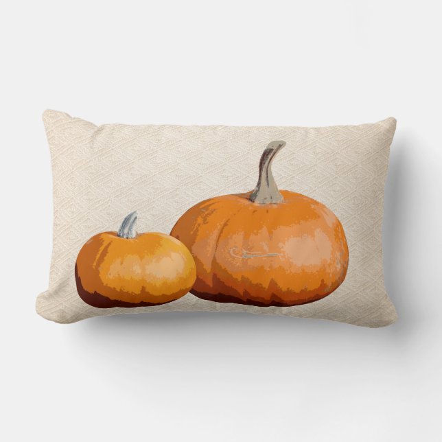 Almofada Lombar País Elegante Colheita Pumpkins Faux Texturizado (Frente)