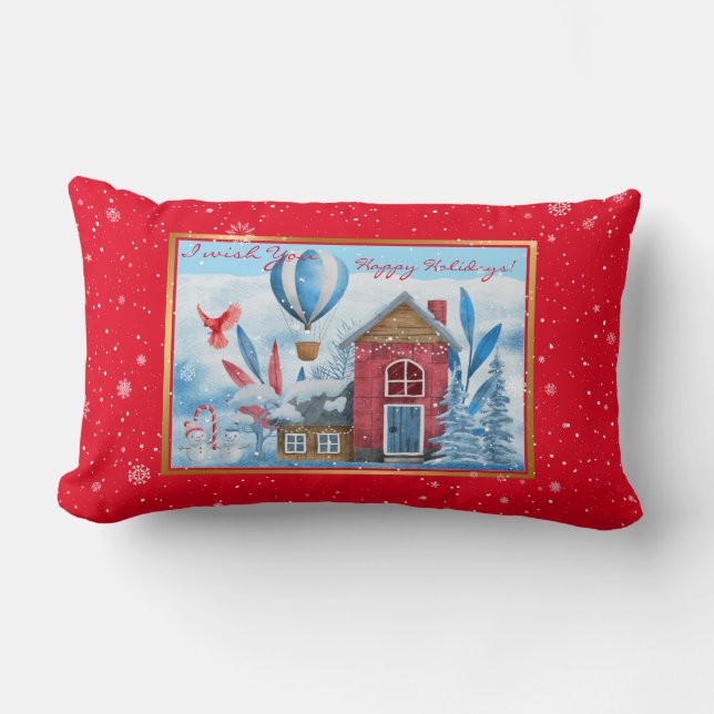 Almofada Lombar Paisagem Bonita Com Neve Personalizada (Frente)