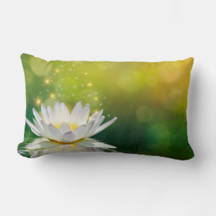 Almofada Lombar Paisagem da Flor de Lótus Branco, Zen