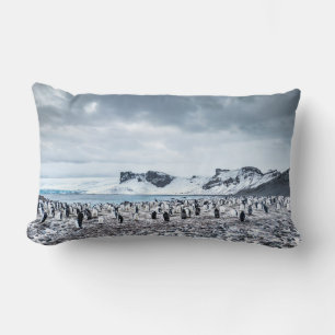 Almofada Lombar Paisagem de Colônia de Pinguins Chinstrap