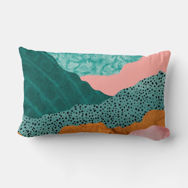 Almofada Lombar Paisagem de papel, raspados, bordas rasgadas, verd (Verso)