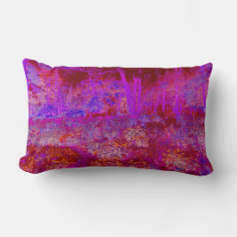 Almofada Lombar Paisagem Impressionista Vermelha e Magenta Trippy