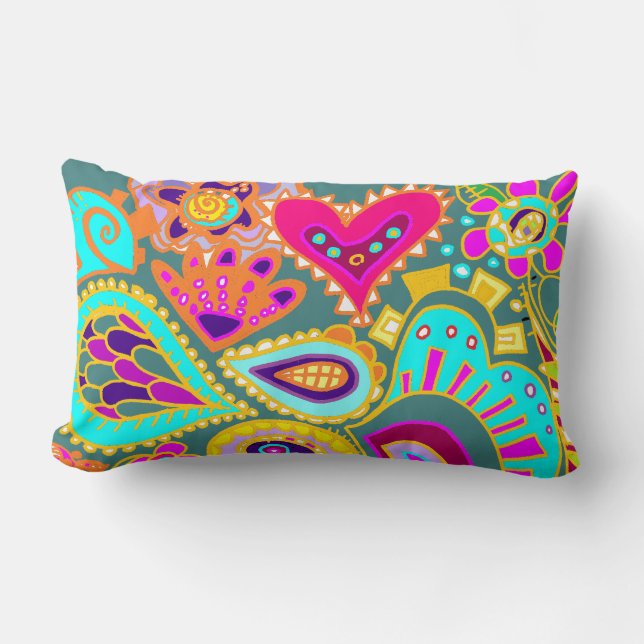 Almofada Lombar Paisley 2 Lumbar PURPLE e JADE (Frente)