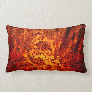 Almofada Lombar Paisley alaranjado queimado
