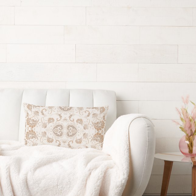 Almofada Lombar Paisley em Beige Aestésico Moderno Tan Brown (Sofá)