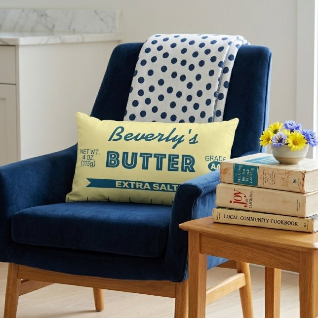 Almofada Lombar Palito de Manteiga Extra Salgado Divertido Persona (Personalize this stick of butter lumbar pillow for yourself or an extra salty friend!)