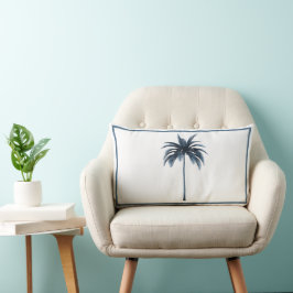 Almofada Lombar Palm Tree Vintage Blue frame Tropical Elegante