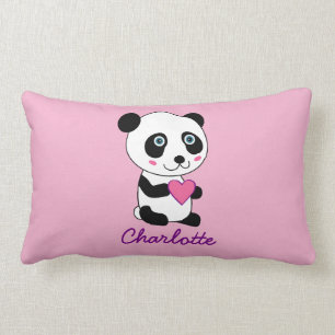Almofada Lombar Panda bonito personalizada com um coração