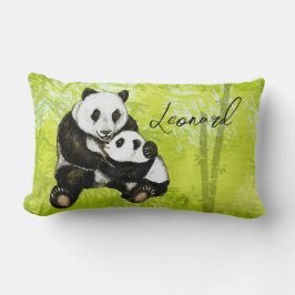 Almofada Lombar Pandabär Mutter mit Kind - handgemalt | Kissen