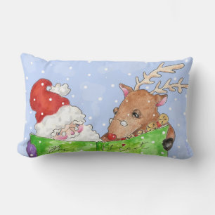 Almofada Lombar Papais noeis e Rudolf com a lista