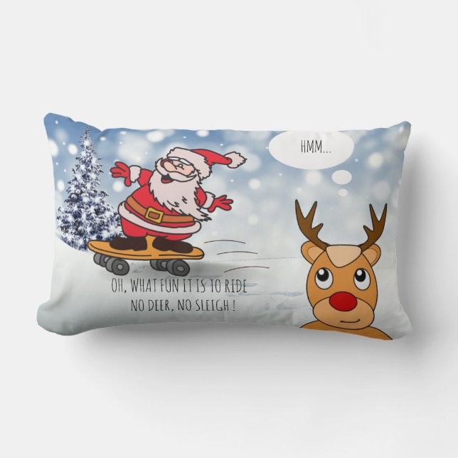 Almofada Lombar Papais noeis no skate, surra engraçada no inverno (Frente)