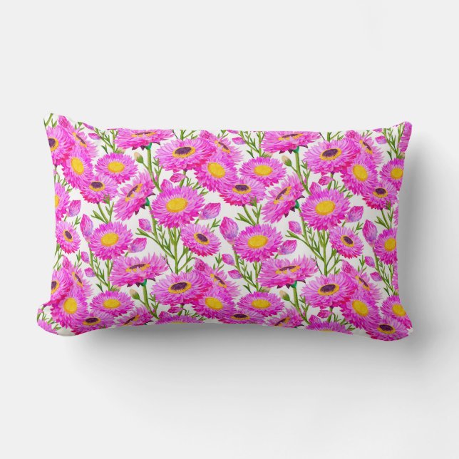 Almofada Lombar Papel Rosa Disie Blooms Florais (Frente)