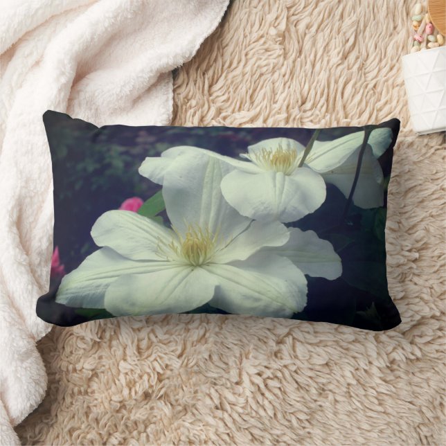 Almofada Lombar Par de Flores de Clematite Branca   (Cobertor)