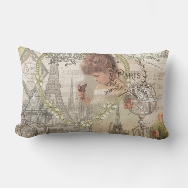 Almofada Lombar Paris France Bonito Girl Eiffel (Frente)