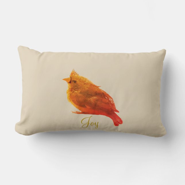 Almofada Lombar Pássaro Cardinal Vermelho Fofo (Frente)