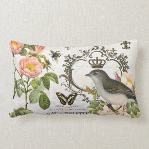 Almofada Lombar Pássaro francês do vintage com travesseiro da