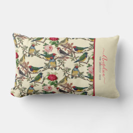 Almofada Lombar Pássaros e Rosas mais doces da colheita de Rosa