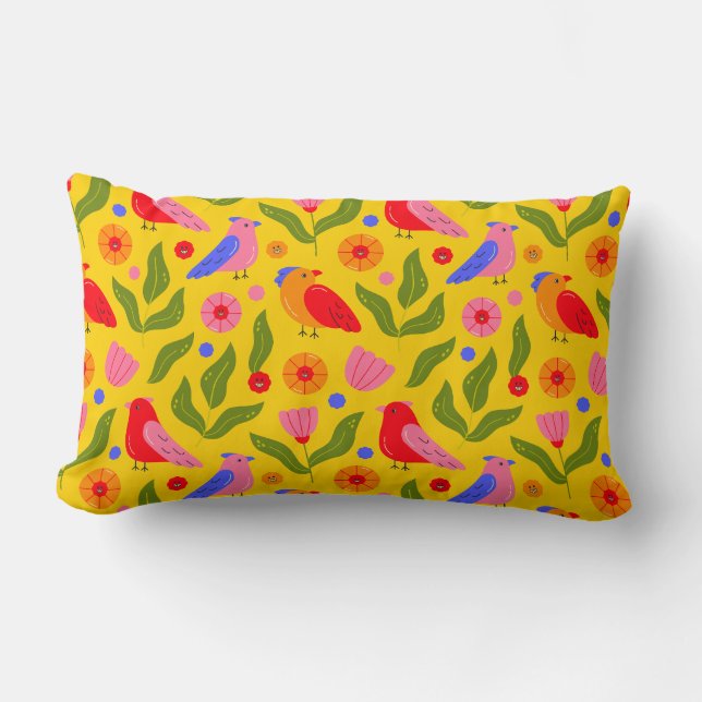 Almofada Lombar Pássaros Felizes Se Juntam Cheerful (Frente)