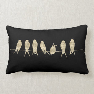 Almofada Lombar Pássaros musicais Tan & travesseiro decorativo