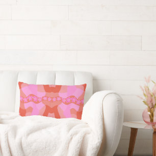 Almofada Lombar Patchwork Psychedelic Daisy Chain - Laranja Rosa