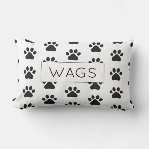 Almofada Lombar Paw Imprimir NOME Pet Home Decore Black White Dive
